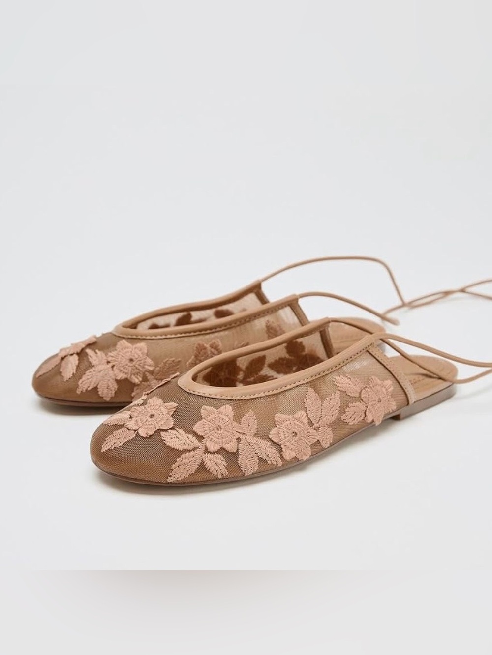 Zara mesh floral ballet flats